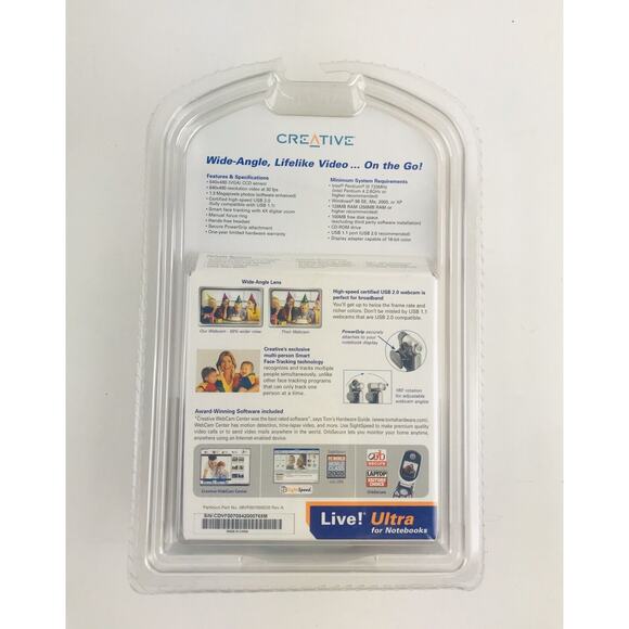 Creative Labs Live! Ultra for Notebooks Cam Video 1.3MP Webcam USB 2.0 - Picture 6 of 9